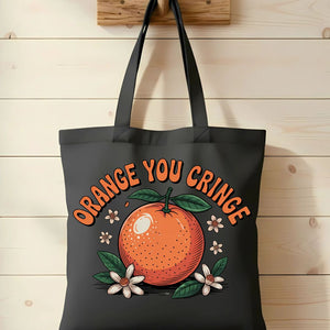 Orange You Cringe funny tote bag by Memez Store