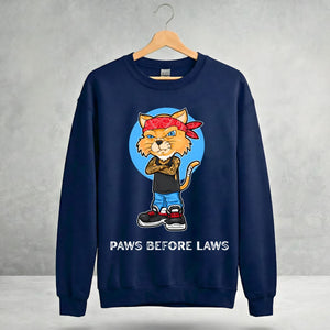 Paws Before Laws crewneck sweatshirt streetwear graphic by Memez Store