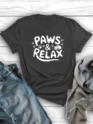 Paws and Relax Funny Tee – humorous lounging shirt for pet lovers