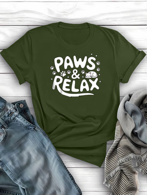 Paws and Relax Funny Tee – humorous lounging shirt for pet lovers