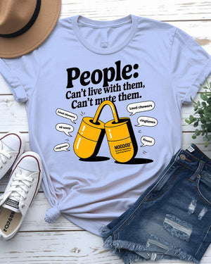 Humorous social commentary tee – side profile