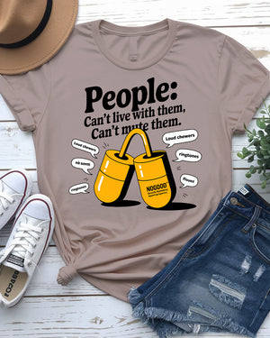 Humorous social commentary tee – side profile
