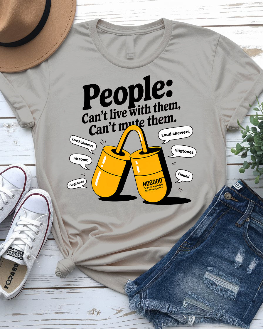 Humorous social commentary tee – side profile