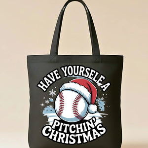Pitchin' Christmas Baseball Funny Tote Bag