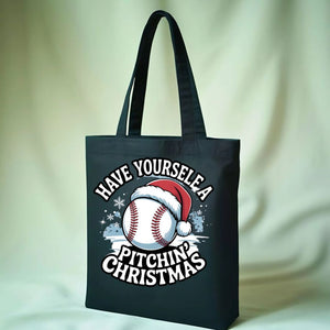 Pitchin' Christmas Baseball Funny Tote Bag