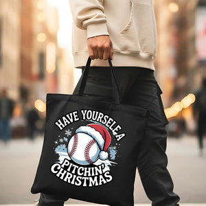 Pitchin' Christmas Baseball Funny Tote Bag