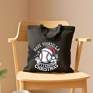 Pitchin' Christmas Baseball Funny Tote Bag