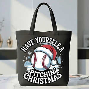 Pitchin' Christmas Baseball Funny Tote Bag