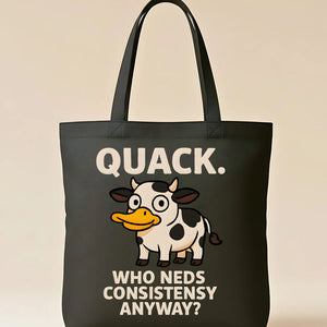 Quank Tote Bag with duck goose hybrid meme design
