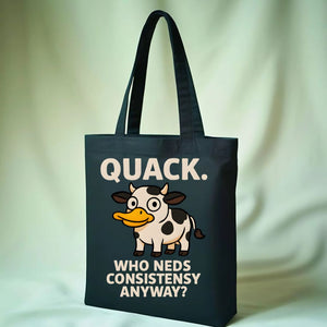 Quank Tote Bag with duck goose hybrid meme design