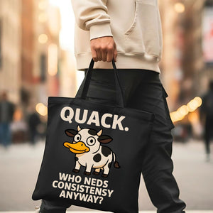 Quank Tote Bag with duck goose hybrid meme design