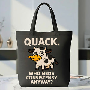 Quank Tote Bag with duck goose hybrid meme design