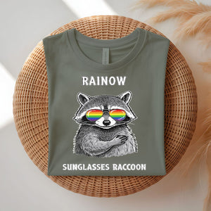 Rainbow Sunglasses Raccoon pride trash panda t-shirt