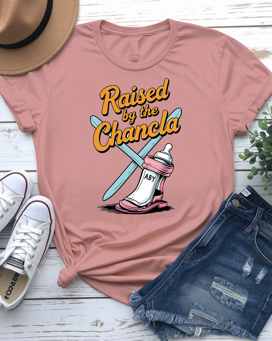 Raised By Chancla Funny Latino Culture T-Shirt by Memez Store