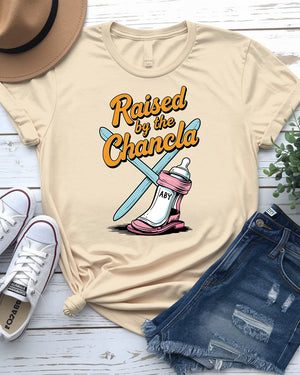 Raised By Chancla Funny Latino Culture T-Shirt by Memez Store