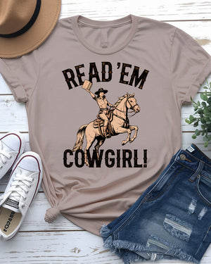 Read 'Em Cowgirl Retro Funny Tee By Memez Store