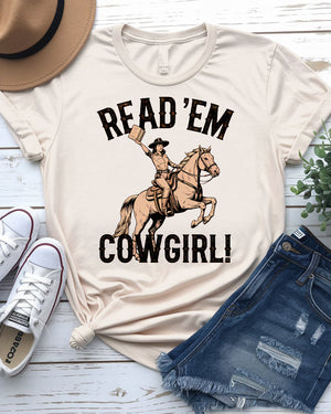Read 'Em Cowgirl Retro Funny Tee By Memez Store