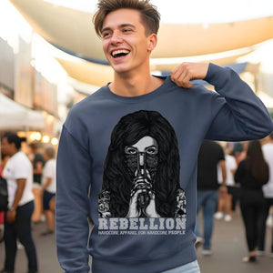 Rebellion streetwear crewneck sweatshirt front view