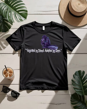 Rejected by blood adopted by love tee interlocking hearts design