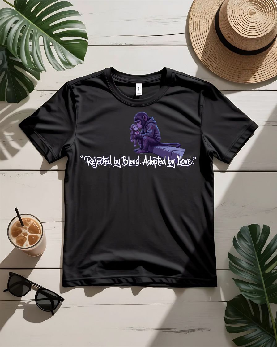 Rejected by blood adopted by love tee interlocking hearts design