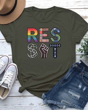 Resist graphic message tee