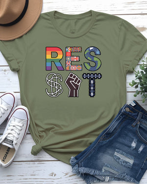Resist graphic message tee