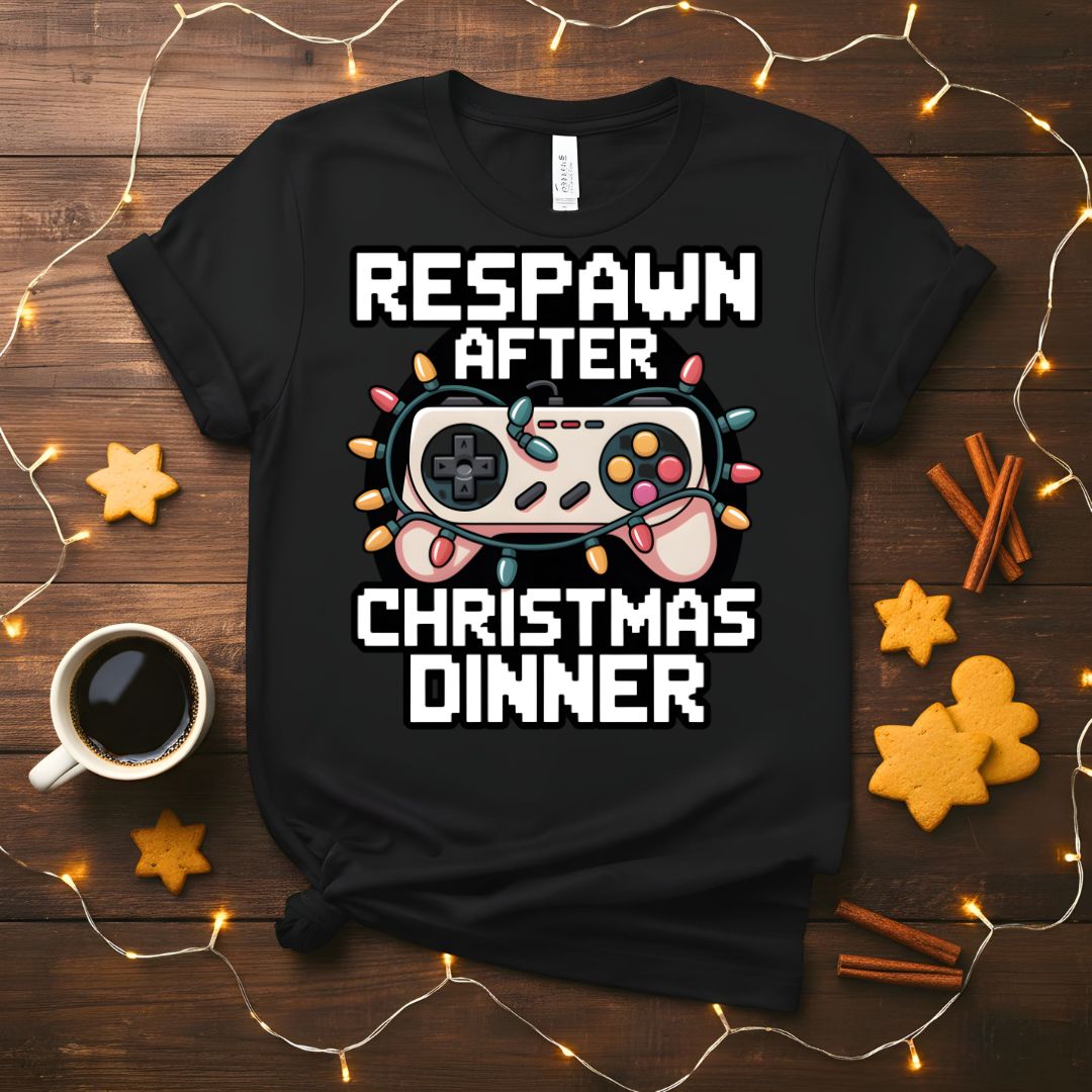 Respawn After Christmas Dinner funny gamer t-shirt