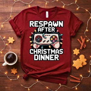 Respawn After Christmas Dinner funny gamer t-shirt