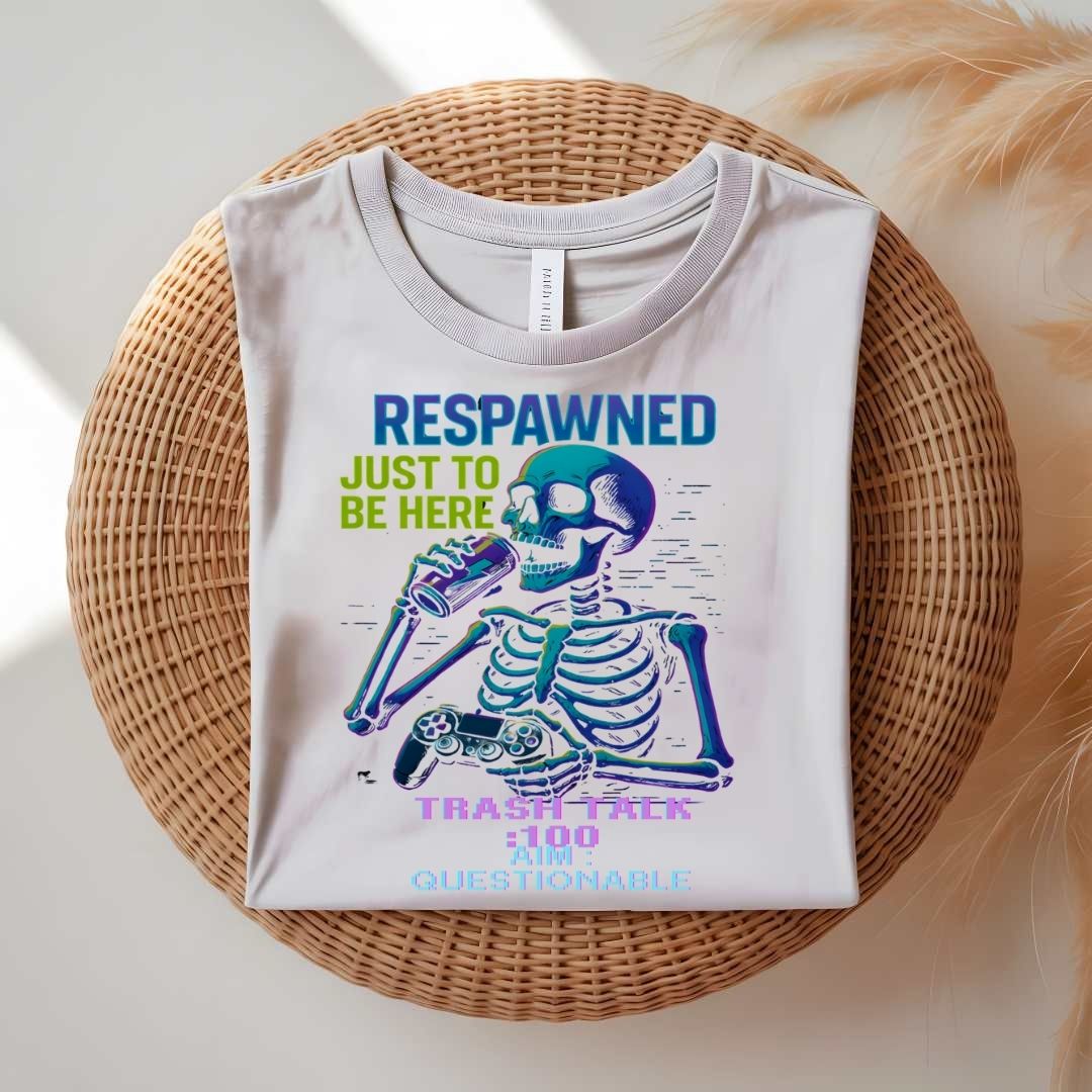Respawned Meme Funny T-Shirt with bold gamer text