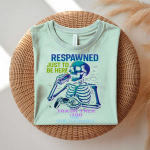 Respawned Meme Funny T-Shirt with bold gamer text