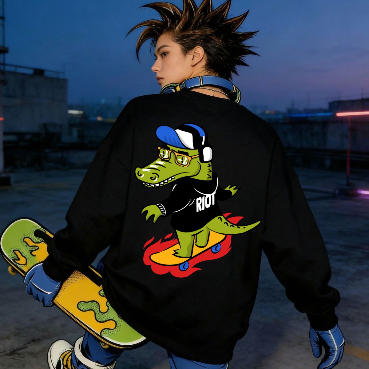 Crocodile graphic streetwear pullover unisex fit