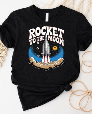 Rocket to the moon space lover's t-shirt with classic rocket graphic
