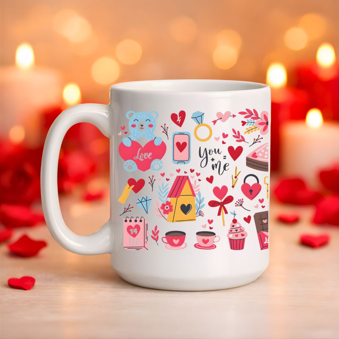 Romantic You and Me Valentine’s Day coffee mug for couples