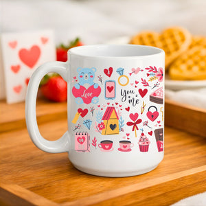 Romantic You and Me Valentine’s Day coffee mug for couples