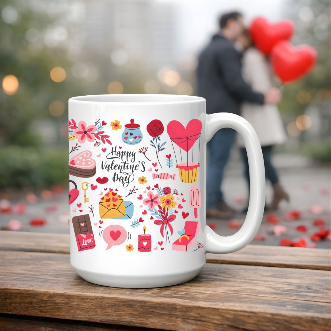 Romantic You and Me Valentine’s Day coffee mug for couples