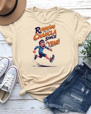 Running From Chancla Funny Tee with cartoon flip-flop design by Memez Store