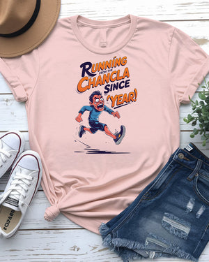 Running From Chancla Funny Tee with cartoon flip-flop design by Memez Store