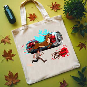 Run on Coffee funny caffeine fuel tote bag