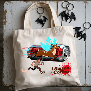 Run on Coffee funny caffeine fuel tote bag