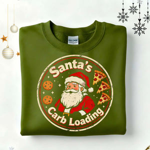Santa’s Carb Loading Christmas Sweatshirt – funny gym and food meme holiday sweatshirt for fitness lovers by Memez.Store.”