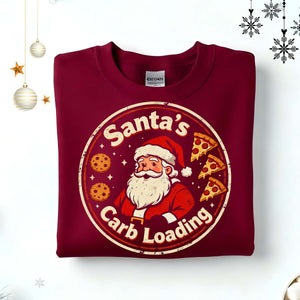 Santa’s Carb Loading Christmas Sweatshirt – funny gym and food meme holiday sweatshirt for fitness lovers by Memez.Store.”