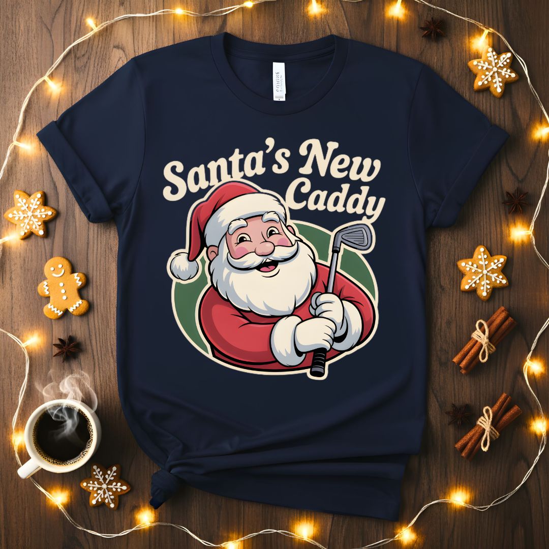 Santa's New Candy Golf Tee - Funny Golf Christmas Shirt