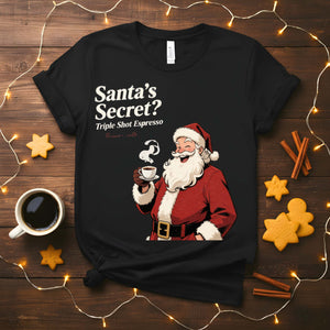 Santa’s Secret Meme Funny Tee – Funny Christmas meme shirt for humor lovers, Santa-themed sarcastic holiday tee.