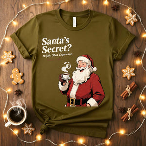 Santa’s Secret Meme Funny Tee – Funny Christmas meme shirt for humor lovers, Santa-themed sarcastic holiday tee.