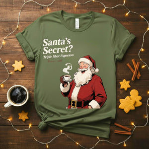 Santa’s Secret Meme Funny Tee – Funny Christmas meme shirt for humor lovers, Santa-themed sarcastic holiday tee.