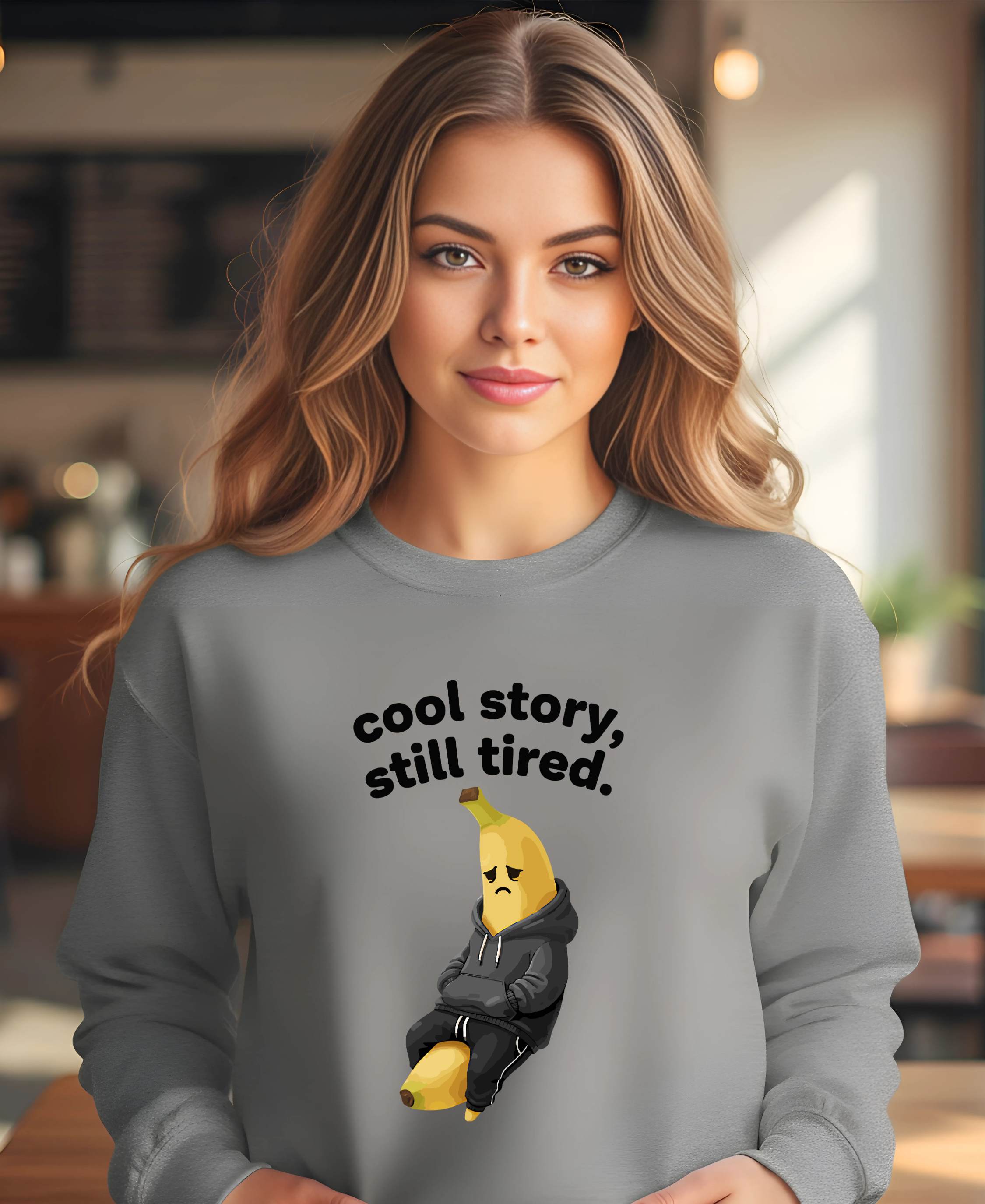 Cool Story Still Tired cotton blend crewneck