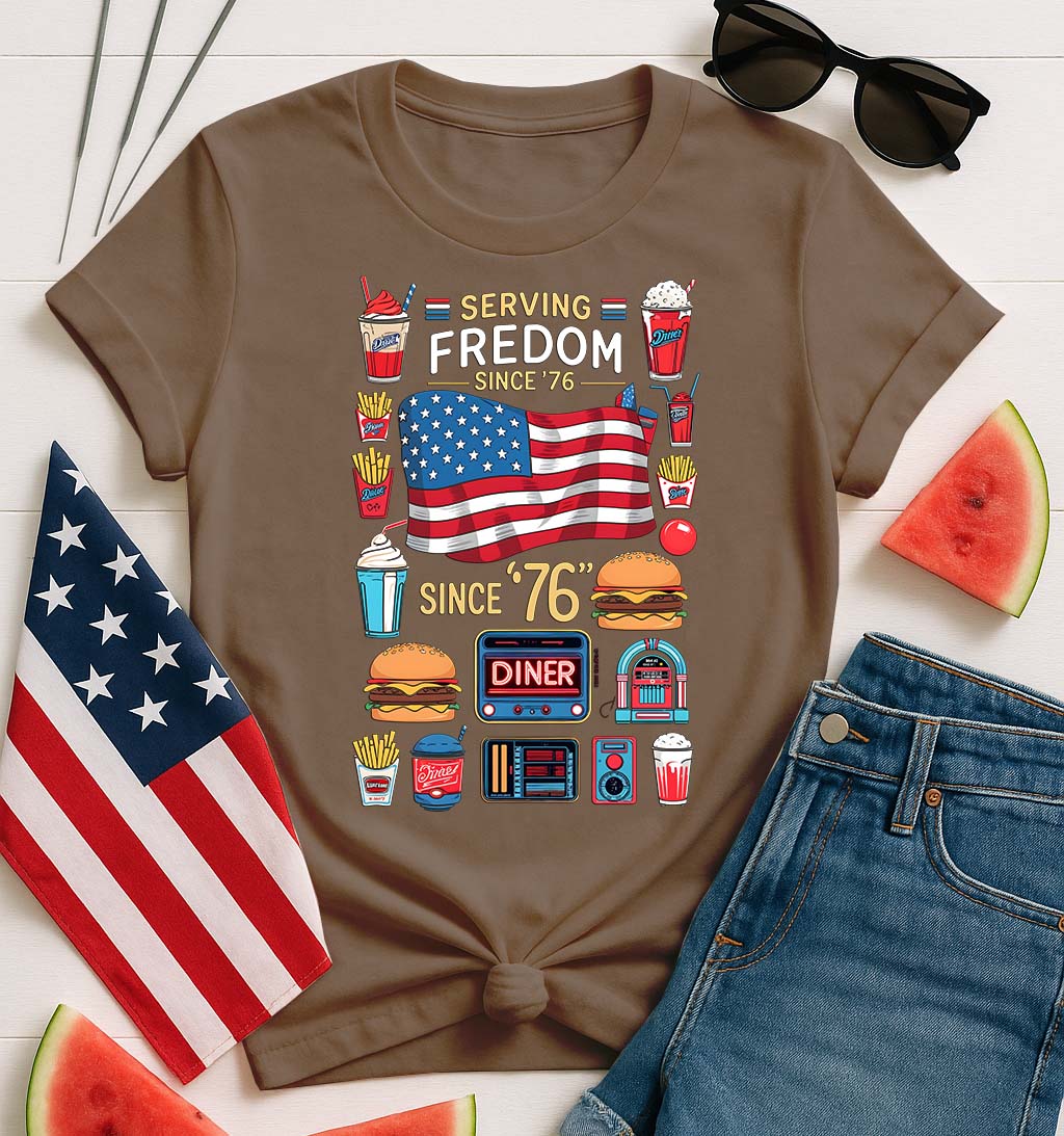 Serving Freedom Food Meme Tee – Funny Patriotic Food T-Shirt for July 4th BBQ by