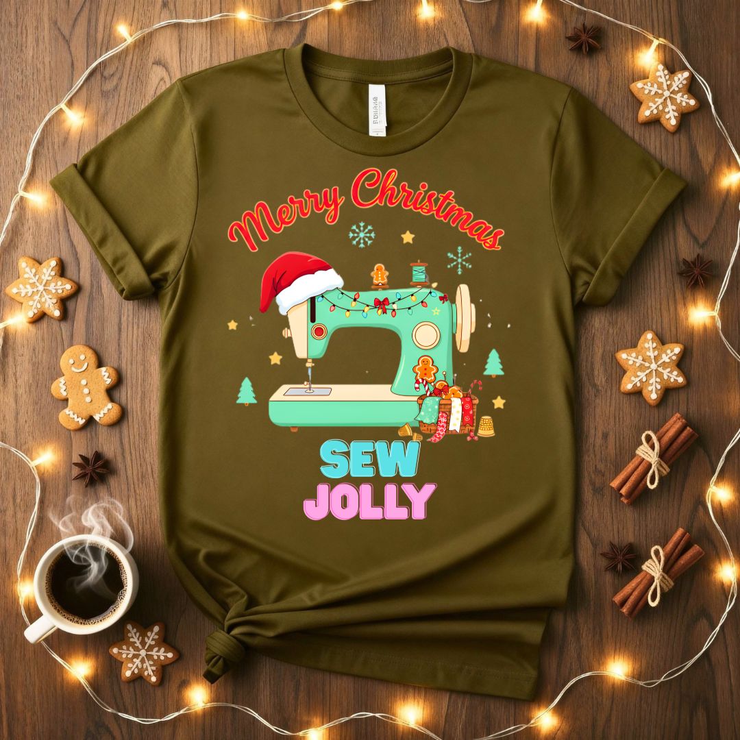 Sew Jolly Meme Funny T-Shirt with crafting pun design