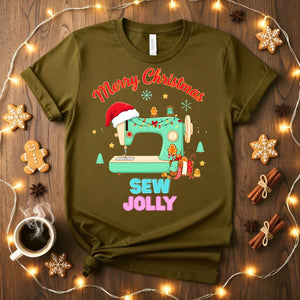 Sew Jolly Meme Funny T-Shirt with crafting pun design