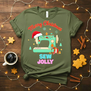 Sew Jolly Meme Funny T-Shirt with crafting pun design